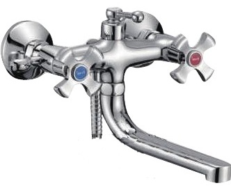 Смеситель д/ванны хром       F3293 *     (короткий гусак, евро перекл 180, крест, п/об)  FRAP - изображение №1