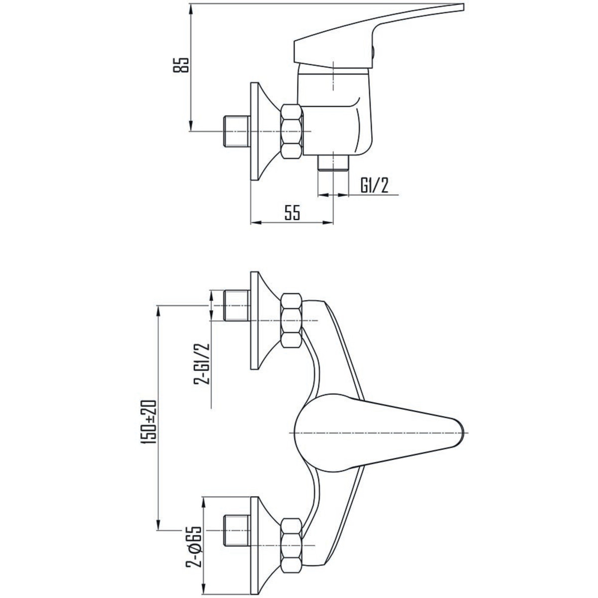 Смеситель д/душа хром F2004*              (ф40, рычаг вверх)       FRAP - миниатюра №7