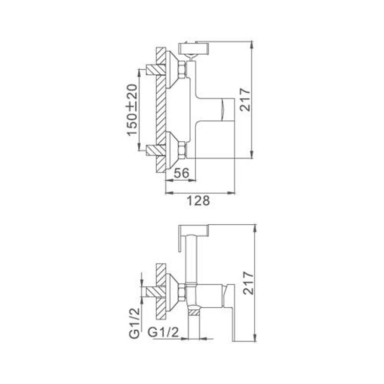 Смеситель с гигиеническим душем FRAP F2041-4 бронза (ф40, с гигиенич лейкой) - миниатюра №2