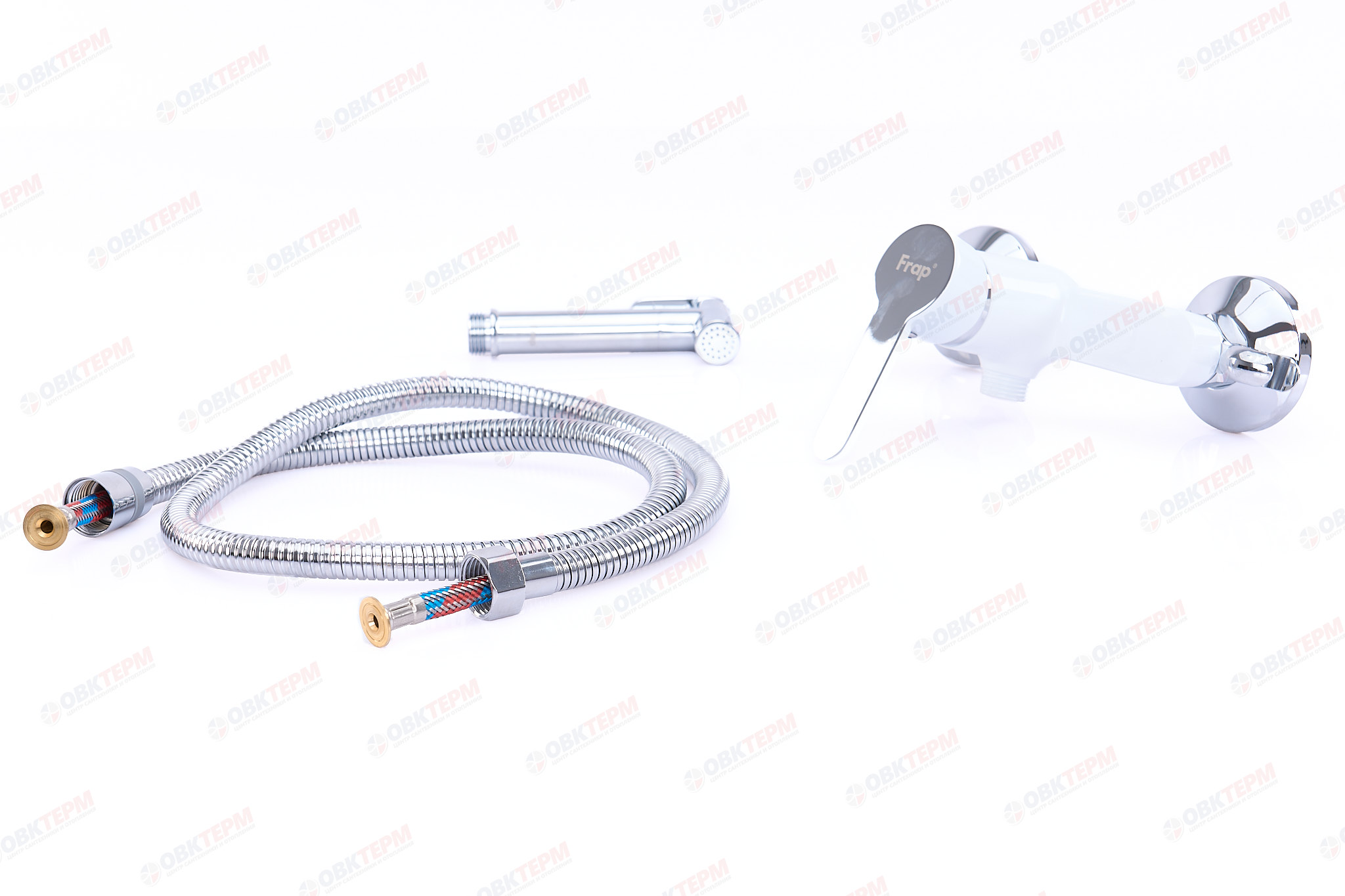 Смеситель с гигиеническим душем FRAP F2041-8 латунь /белый - Изображение №4