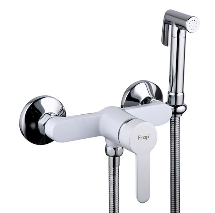 Смеситель с гигиеническим душем FRAP F2041-8 латунь /белый - Изображение №1