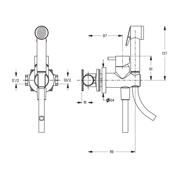 Смеситель с гигиеническим душем FRAP F7501 латунь /хром /моно /кран-букса - Изображение №3