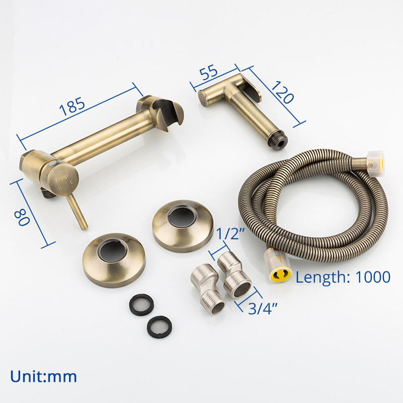 Смеситель д/душа хром F7503-4 бронза  с гигиен лейкой      FRAP - миниатюра №6