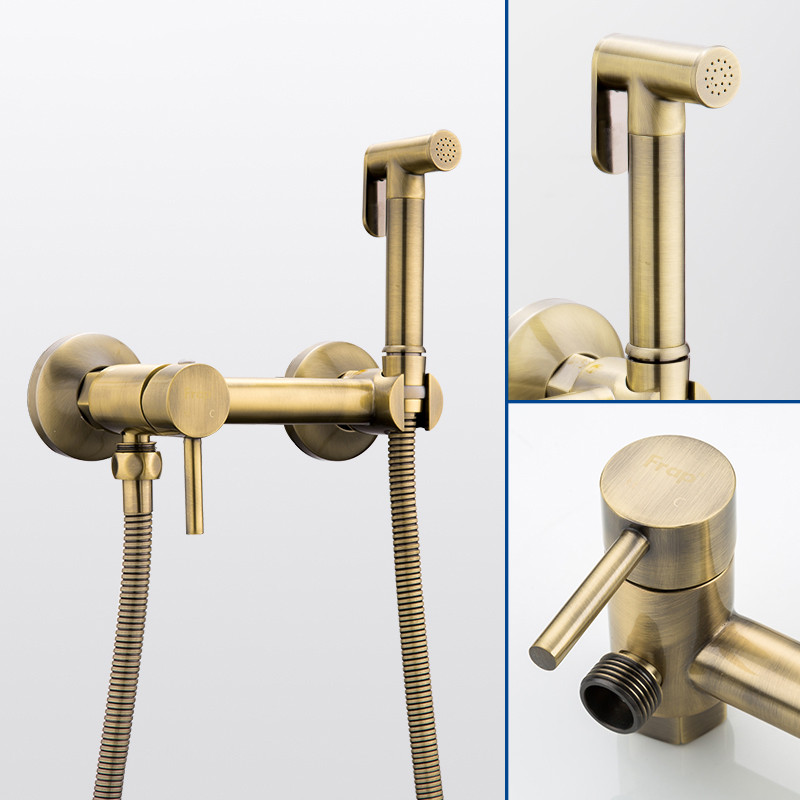 Смеситель д/душа хром F7503-4 бронза  с гигиен лейкой      FRAP - миниатюра №7