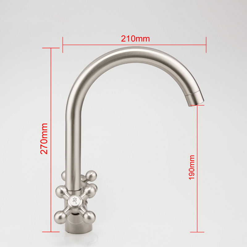 Смеситель д/кухни  F4019-5   сатин            (высокий гусак, на шпильке, крест, п/об)  FRAP - миниатюра №2