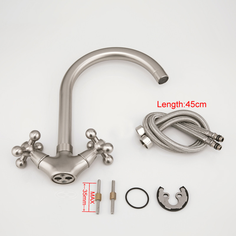 Смеситель д/кухни  F4019-5   сатин            (высокий гусак, на шпильке, крест, п/об)  FRAP - миниатюра №4