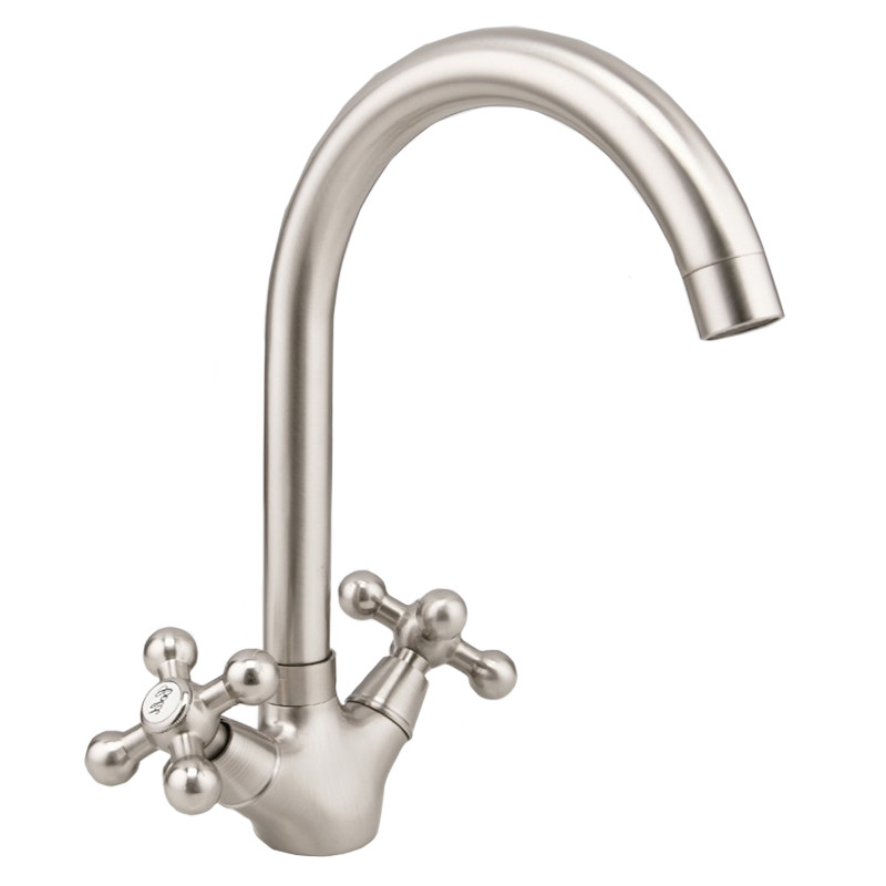 Смеситель д/кухни  F4019-5   сатин            (высокий гусак, на шпильке, крест, п/об)  FRAP - изображение №1