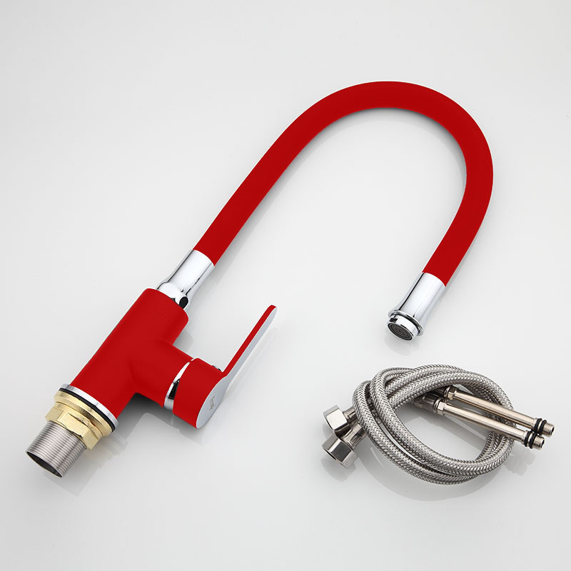 Смеситель д/кухни  F4043  красный    (гибкий гусак, на гайке)  FRAP - миниатюра №3