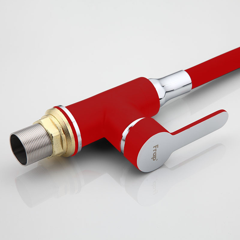 Смеситель д/кухни  F4043  красный    (гибкий гусак, на гайке)  FRAP - миниатюра №4