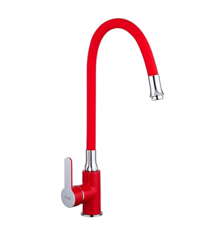 Смеситель д/кухни  F4043  красный    (гибкий гусак, на гайке)  FRAP - изображение №1