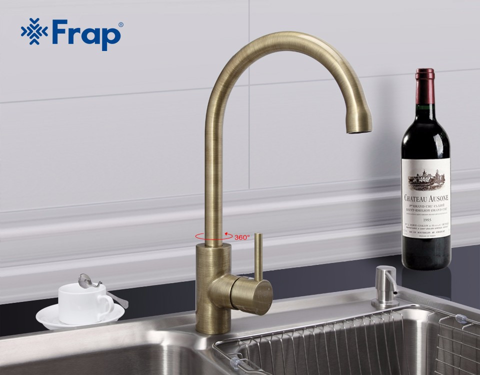 Смеситель д/кухни  F4052-4   бронза  (ф35, высокий гуск, на гайке, авиационный алюм)  FRAP - миниатюра №7