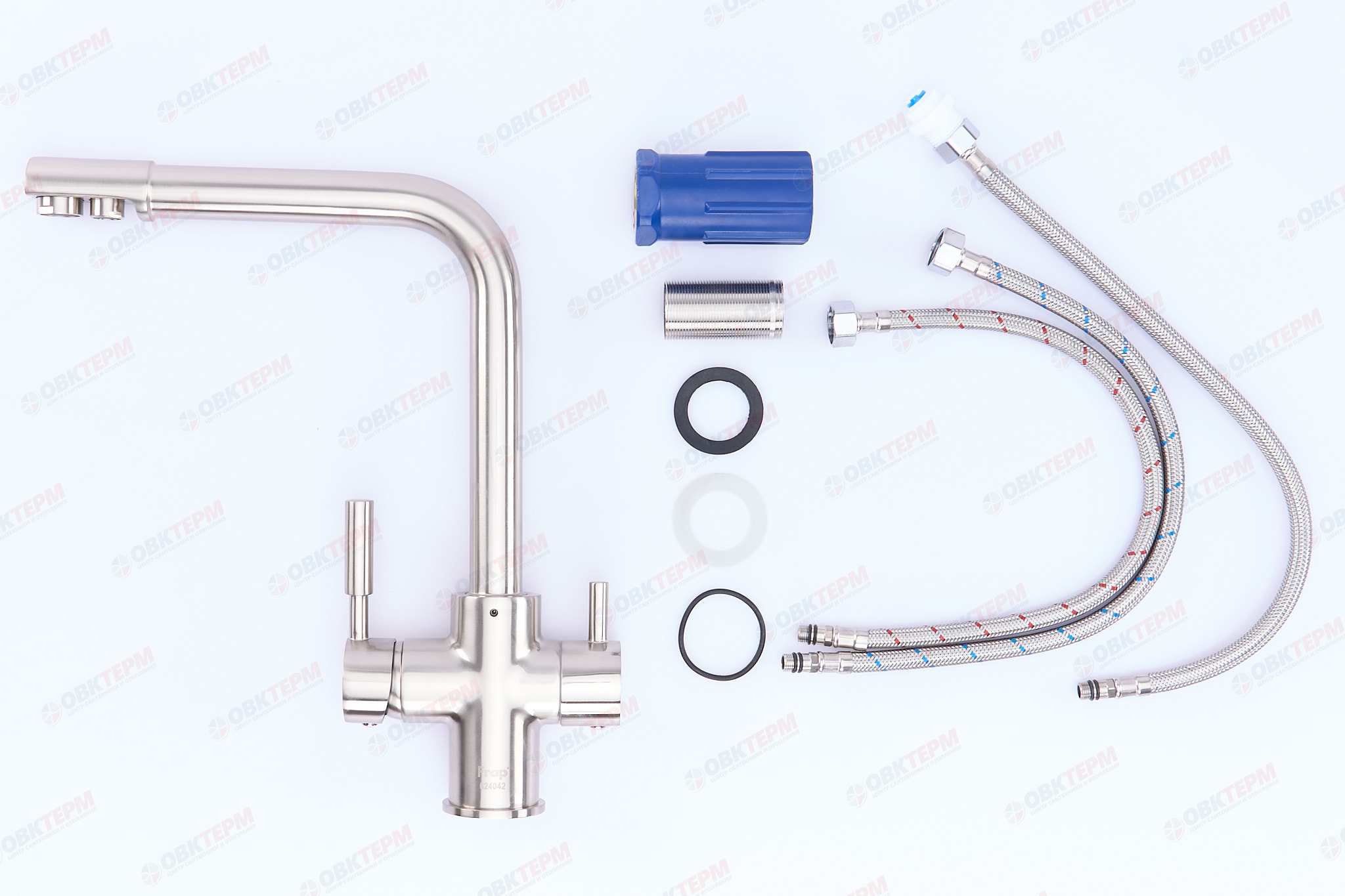 Смеситель д/кухни под ФИЛЬТР FRAP F4352-5 сатин (Ø35, на гайке) - миниатюра №9