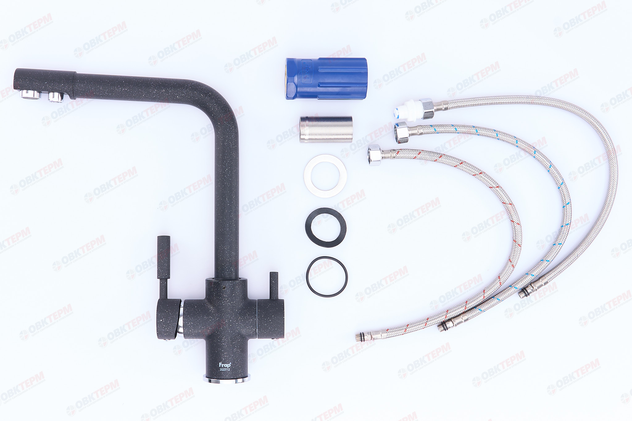 Смеситель д/кухни под ФИЛЬТР FRAP F4352-7 черный (Ø35, на гайке) - миниатюра №10