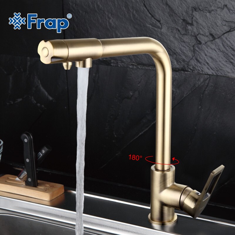 Смеситель д/кухни под ФИЛЬТР FRAP F4372-4 бронза (ф40, высокий гуск, на гайке) - миниатюра №3