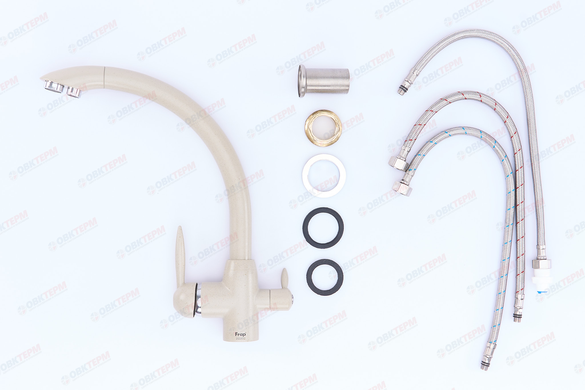 Смеситель д/кухни под ФИЛЬТР FRAP F4399-20 бежевый  (Ø35, на гайке) - миниатюра №7