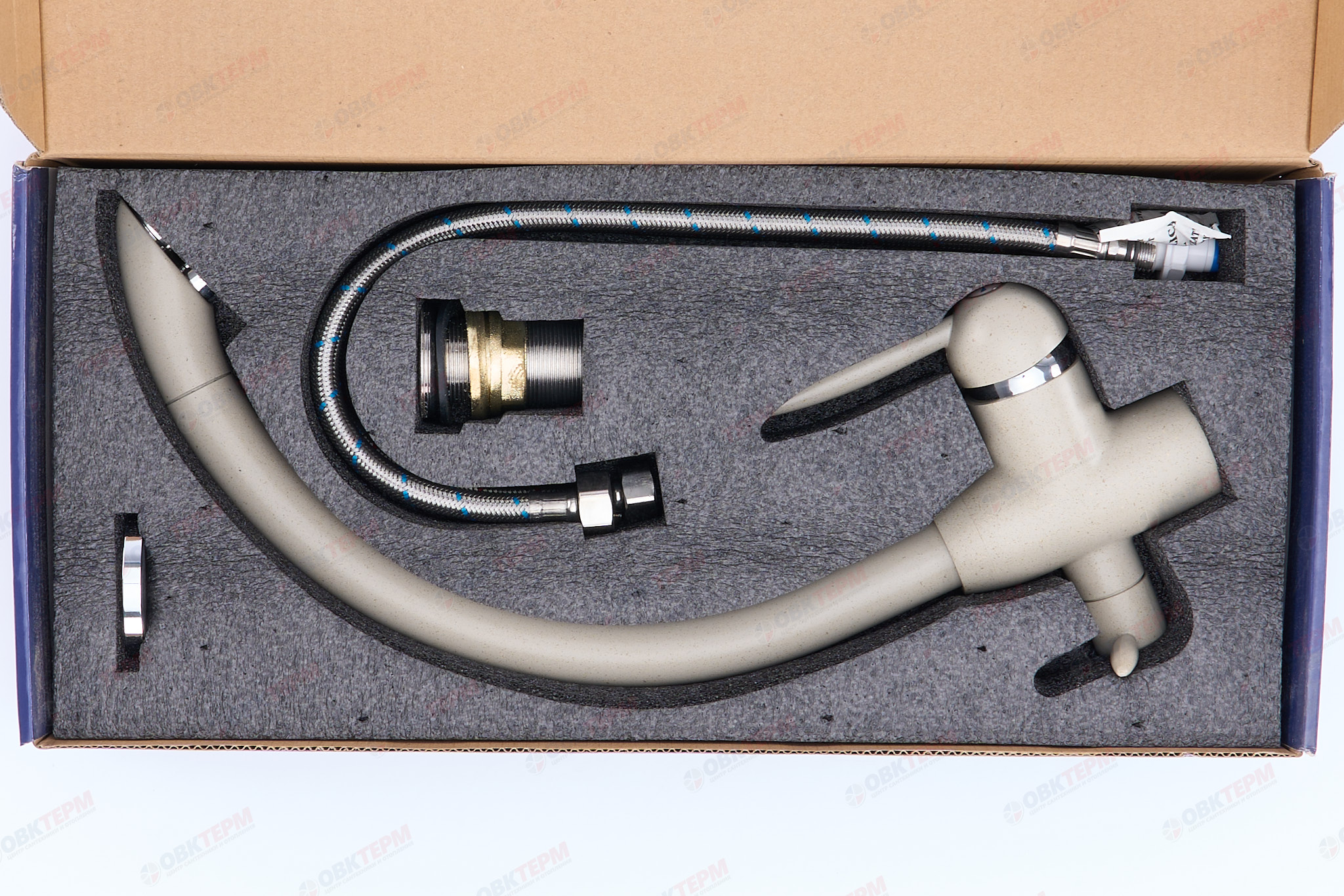 Смеситель д/кухни под ФИЛЬТР FRAP F4399-20 бежевый  (Ø35, на гайке) - миниатюра №9