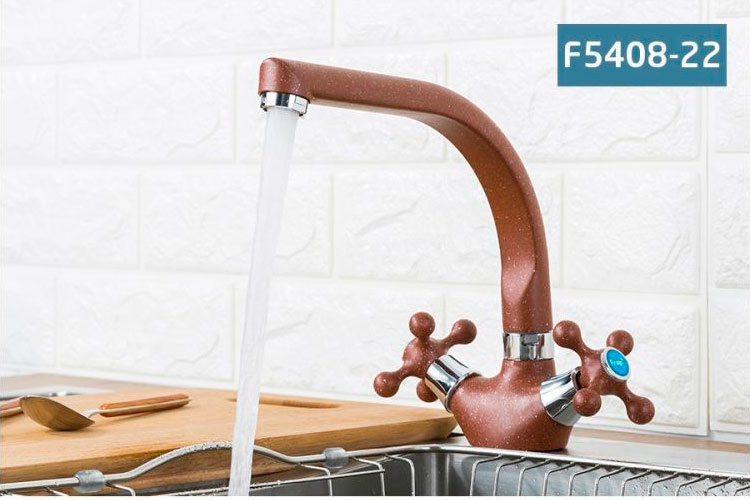 Смеситель д/кухни  F5408-22 темно-коричневый  (высокий гусак, на гайке, крест, п/об) FRAP - Изображение №3