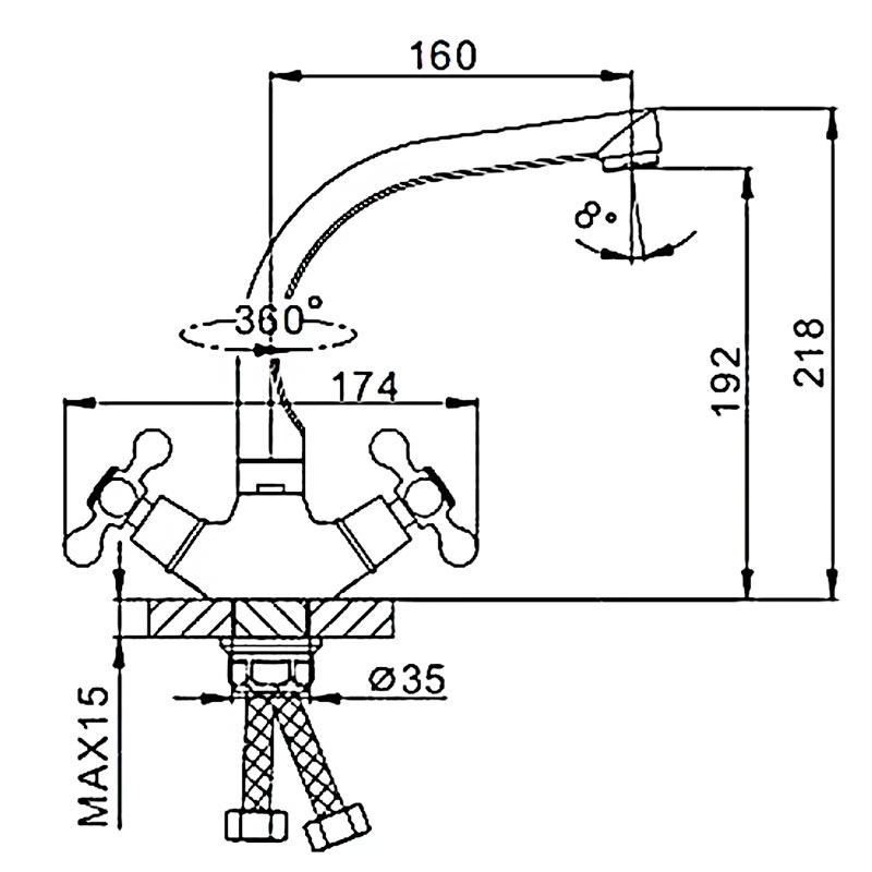 Смеситель д/кухни  F5408-8 белый    (высокий гусак, на гайке, крест, п/об) FRAP - миниатюра №2