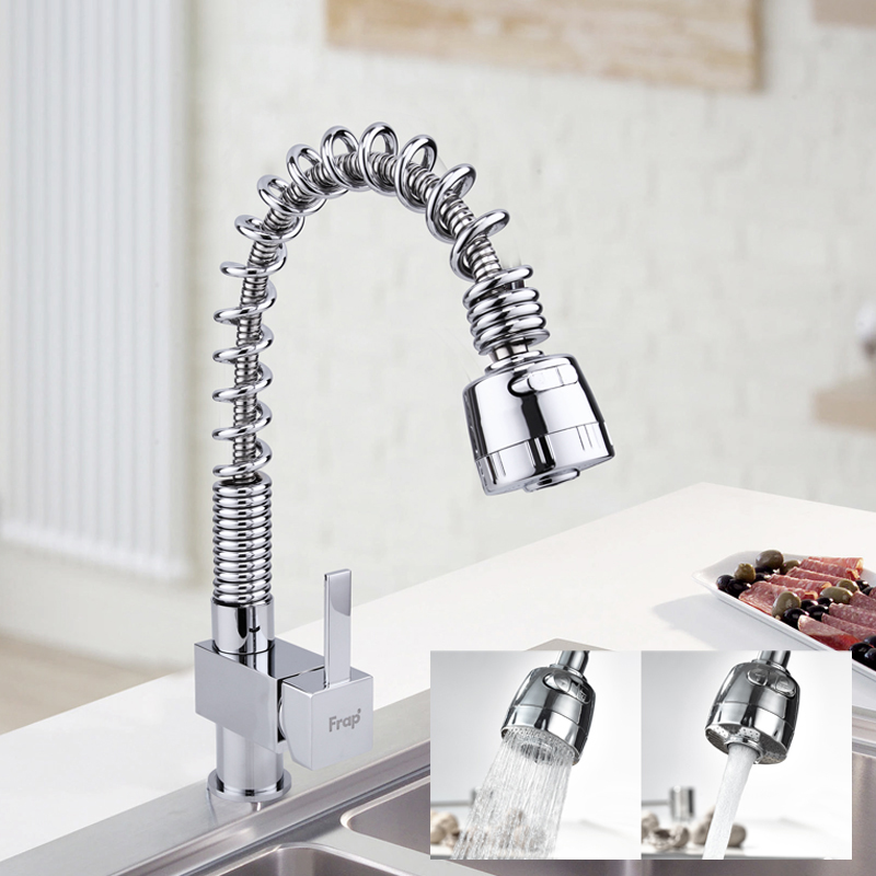 Смеситель д/кухни хром F1052-3  (высокий гусак, на гайке, с выдвижным изливом) FRAP - миниатюра №5