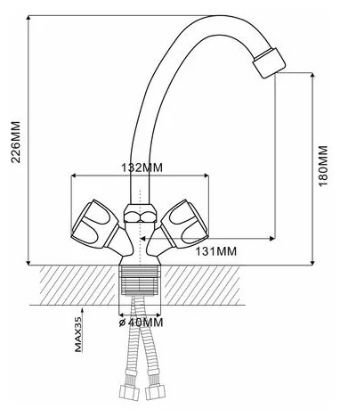 Смеситель д/кухни хром F4009-2                 (высокий гусак, на гайке, шар, п/об)   (20/2)  FRAP - миниатюра №2