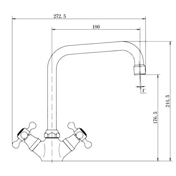 Смеситель д/кухни хром F4019      (высокий гусак, на шпильке, крест, п/об)  FRAP (2/20) - миниатюра №7