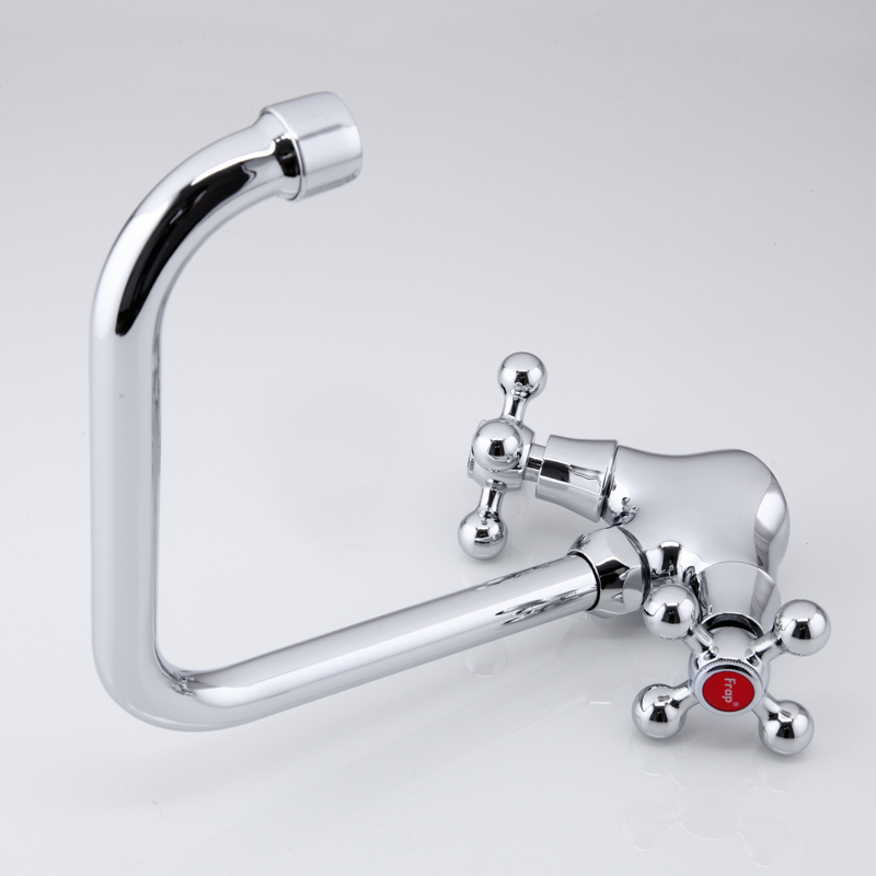 Смеситель д/кухни хром F4019      (высокий гусак, на шпильке, крест, п/об)  FRAP (2/20) - миниатюра №4