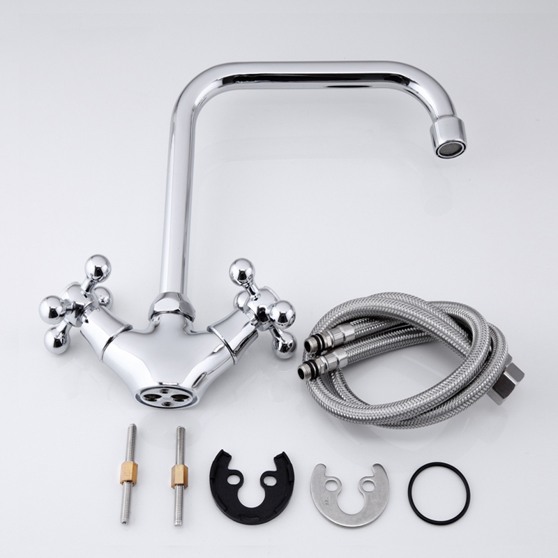 Смеситель д/кухни хром F4019      (высокий гусак, на шпильке, крест, п/об)  FRAP (2/20) - миниатюра №5