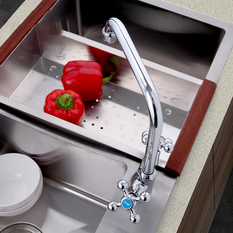 Смеситель д/кухни хром F4019      (высокий гусак, на шпильке, крест, п/об)  FRAP (2/20) - миниатюра №6