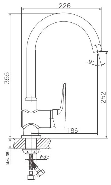 Смеситель д/кухни хром F4068*                    (ф40, высокий гусак, на гайке)  FRAP - миниатюра №2