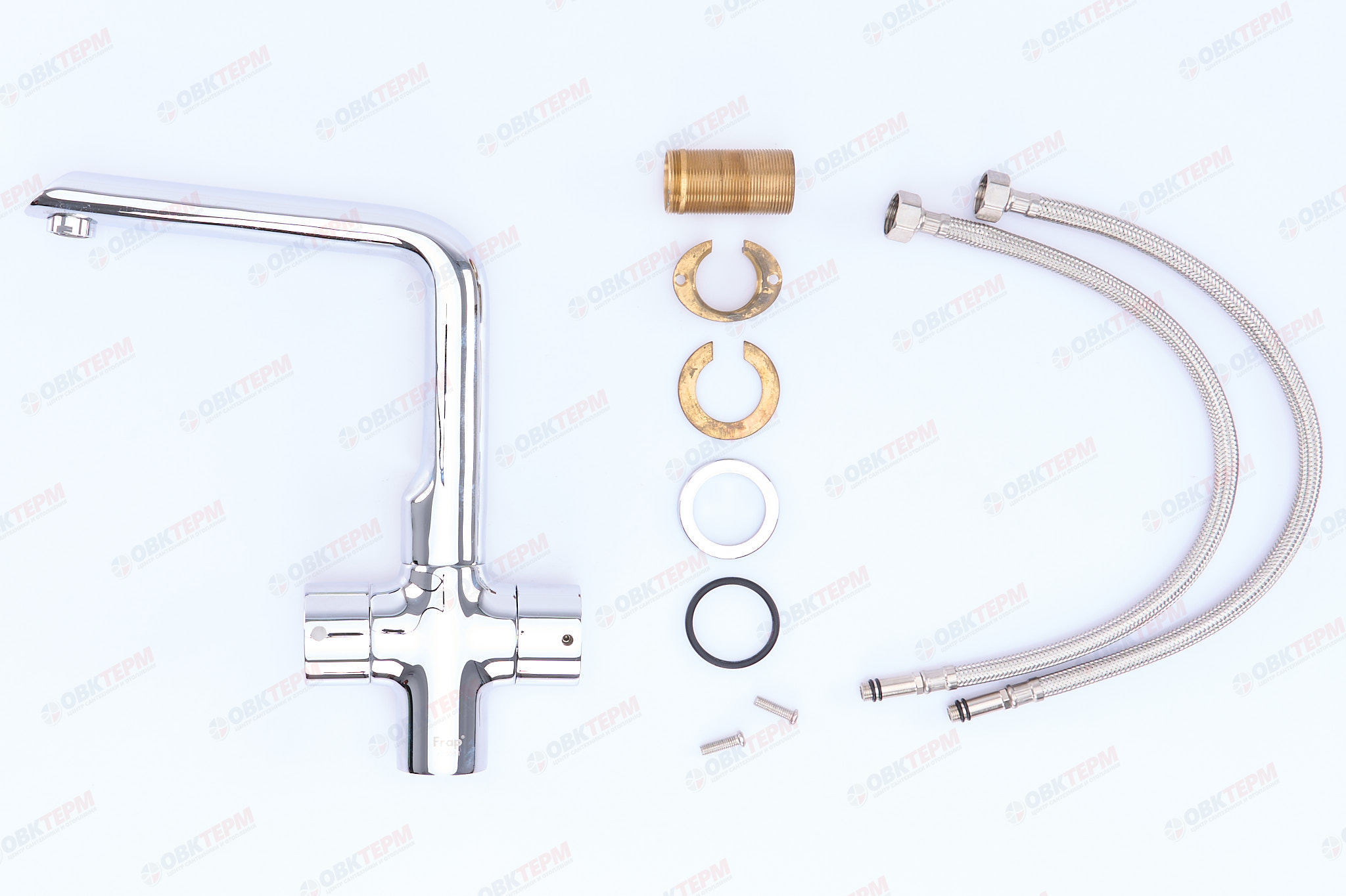 Смеситель д/кухни хром F4077                    (высокий гусак, на гайке, п/об)  FRAP - миниатюра №3