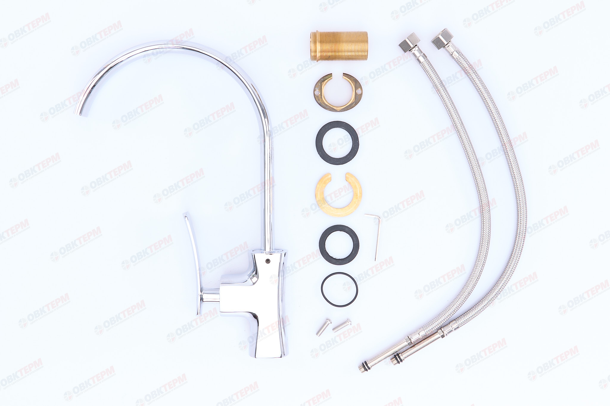 Смеситель д/кухни хром F4080*                    (ф35, высокий гусак, на гайке)  FRAP - миниатюра №4