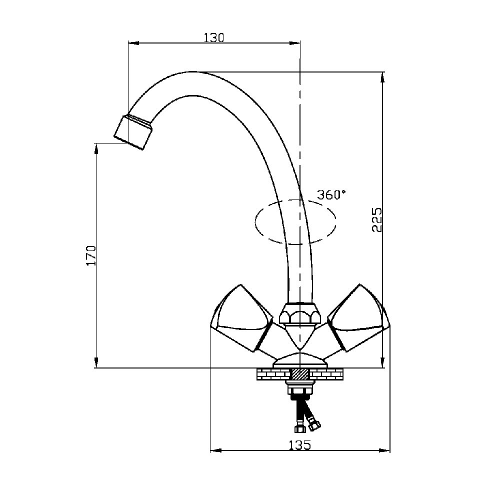 Смеситель д/кухни хром F4086                    (высокий гусак, на шпильке, шар, п/об)  FRAP - миниатюра №2