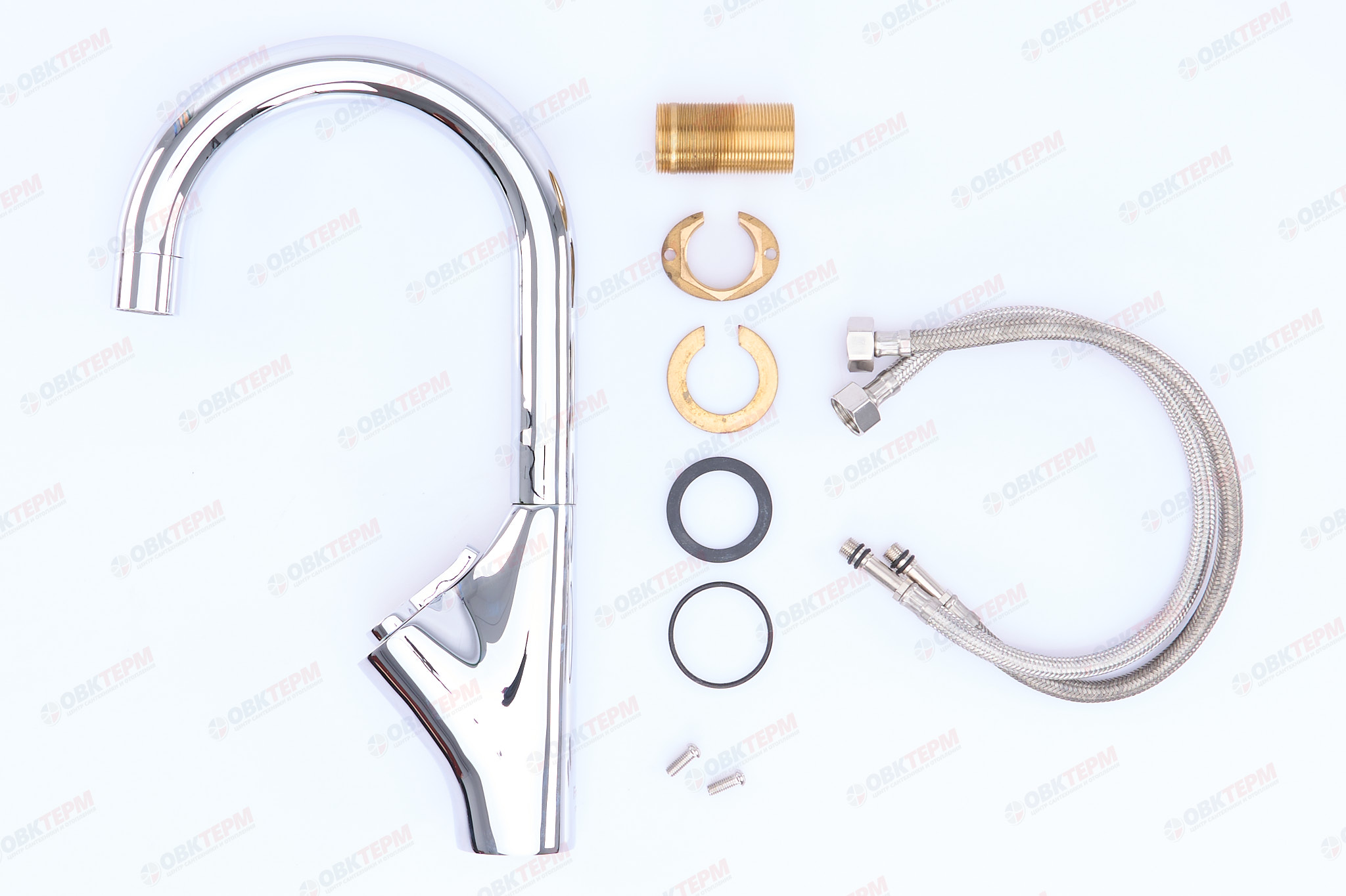 Смеситель д/кухни хром F4087                    (ф35, высокий гусак, на гайке)  FRAP - миниатюра №4