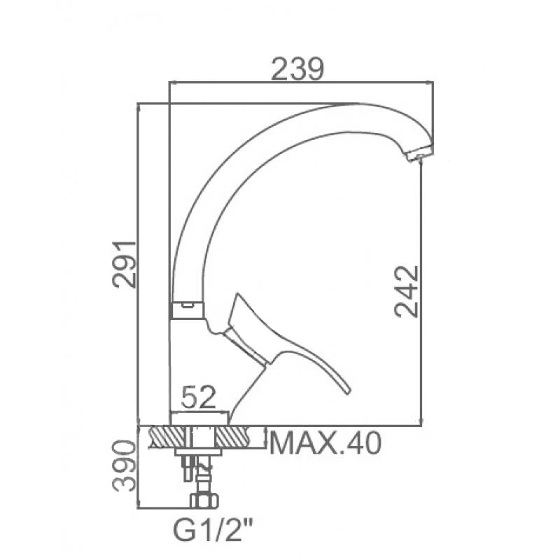 Смеситель д/кухни хром F4101-2                 (ф40, высокий гусак, на гайке)  FRAP - миниатюра №7