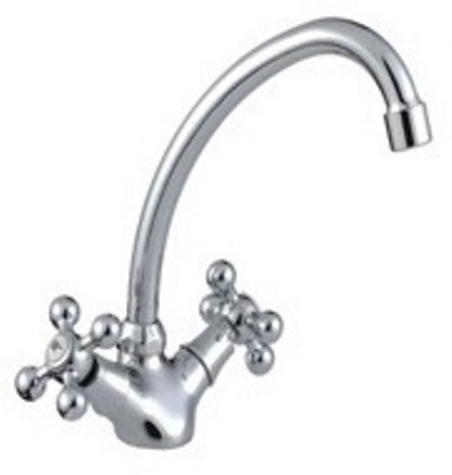 Смеситель д/кухни хром F4119*                   (высокий гусак, на шпильке, крест,п/об)  (2шт)  FRAP - изображение №1