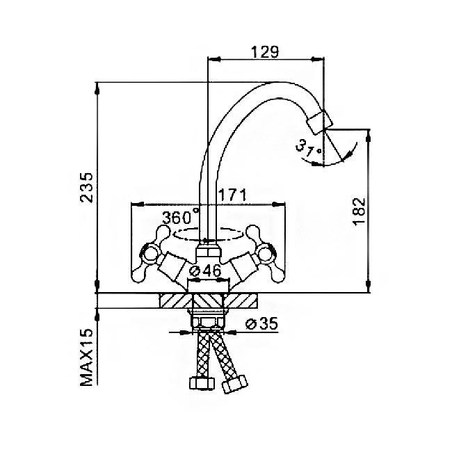 Смеситель д/кухни хром F4119*                   (высокий гусак, на шпильке, крест,п/об)  (2шт)  FRAP - миниатюра №2