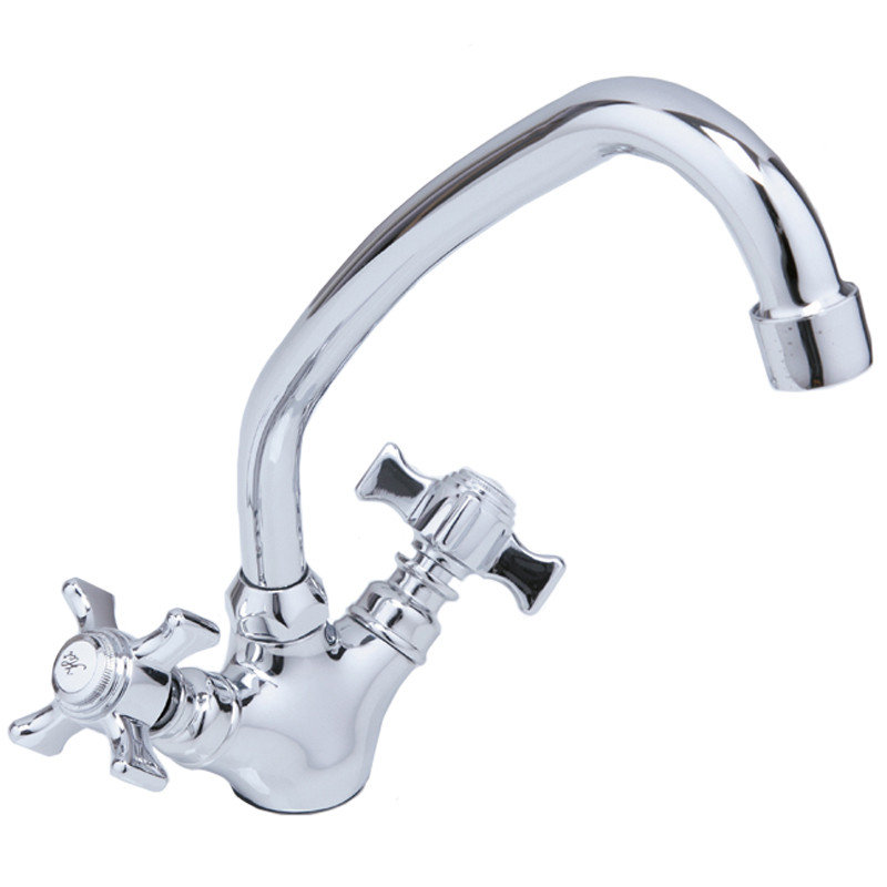 Смеситель д/кухни FRAP F4124  (высокий гусак, на гайке, крест, п/об) - изображение №1