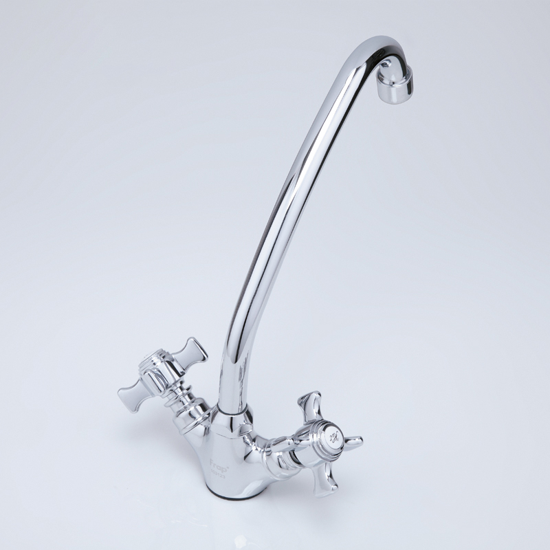 Смеситель д/кухни FRAP F4124  (высокий гусак, на гайке, крест, п/об) - миниатюра №3