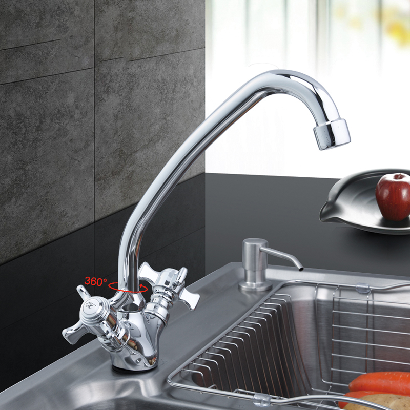 Смеситель д/кухни FRAP F4124  (высокий гусак, на гайке, крест, п/об) - миниатюра №6