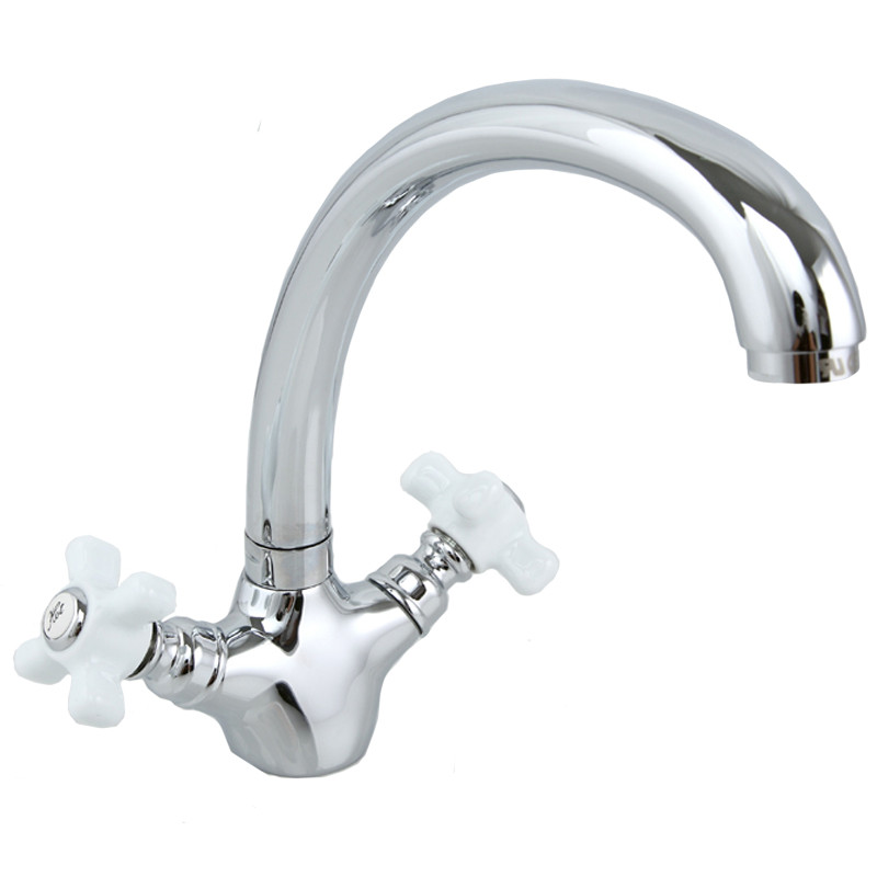 Смеситель д/кухни хром F4218                    (высокий гусак, на гайке, крест керамич, п/об)  FRAP - изображение №1