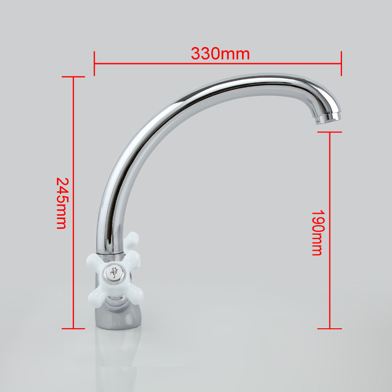 Смеситель д/кухни хром F4218                    (высокий гусак, на гайке, крест керамич, п/об)  FRAP - миниатюра №2