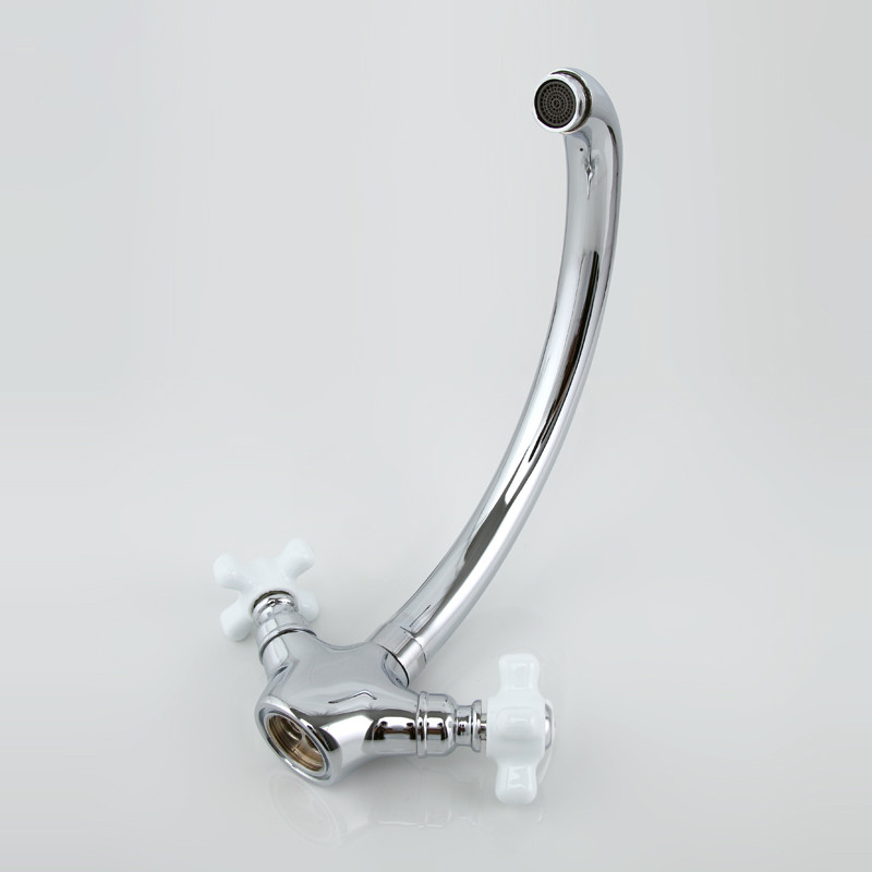 Смеситель д/кухни хром F4218                    (высокий гусак, на гайке, крест керамич, п/об)  FRAP - миниатюра №3