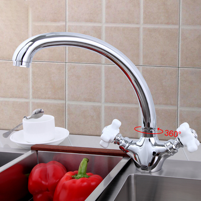 Смеситель д/кухни хром F4218                    (высокий гусак, на гайке, крест керамич, п/об)  FRAP - миниатюра №6