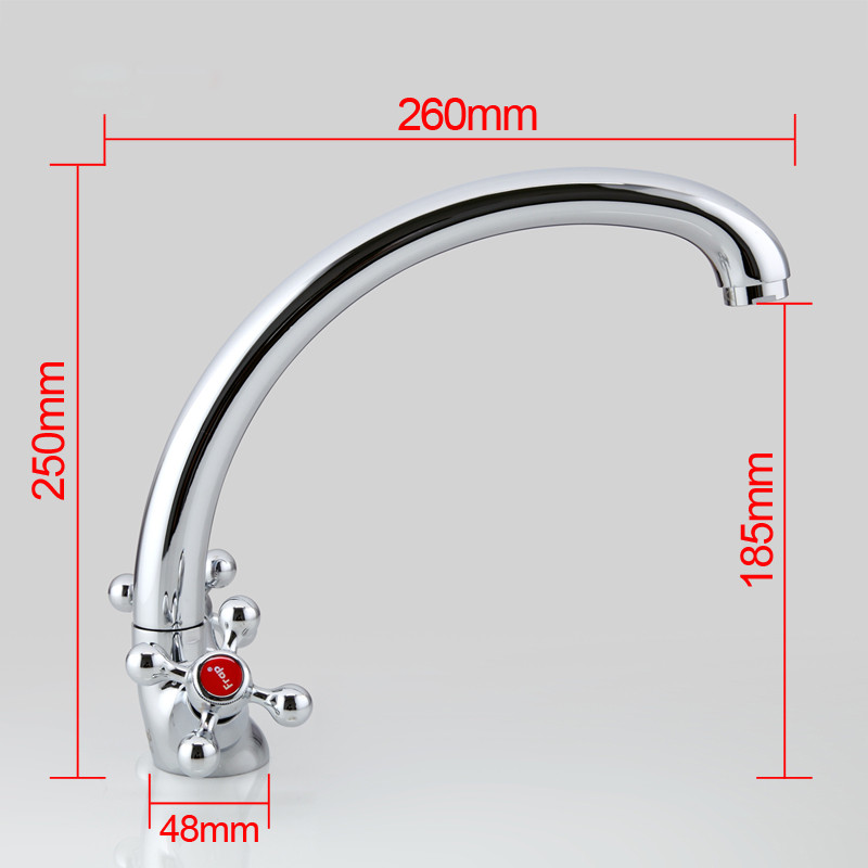 Смеситель д/кухни хром F4219                    (высокий гусак, на шпильке, крест, п/об)  FRAP - миниатюра №3