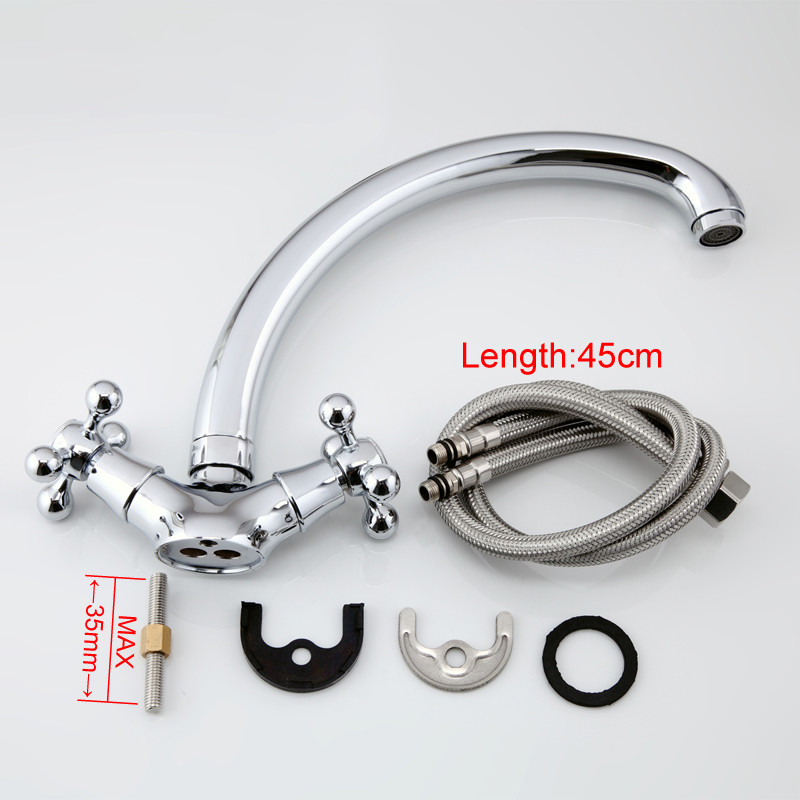 Смеситель д/кухни хром F4219                    (высокий гусак, на шпильке, крест, п/об)  FRAP - миниатюра №4