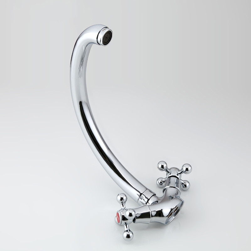 Смеситель д/кухни хром F4219                    (высокий гусак, на шпильке, крест, п/об)  FRAP - миниатюра №5