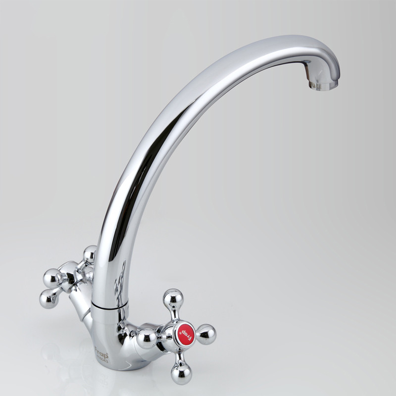 Смеситель д/кухни хром F4219                    (высокий гусак, на шпильке, крест, п/об)  FRAP - миниатюра №6