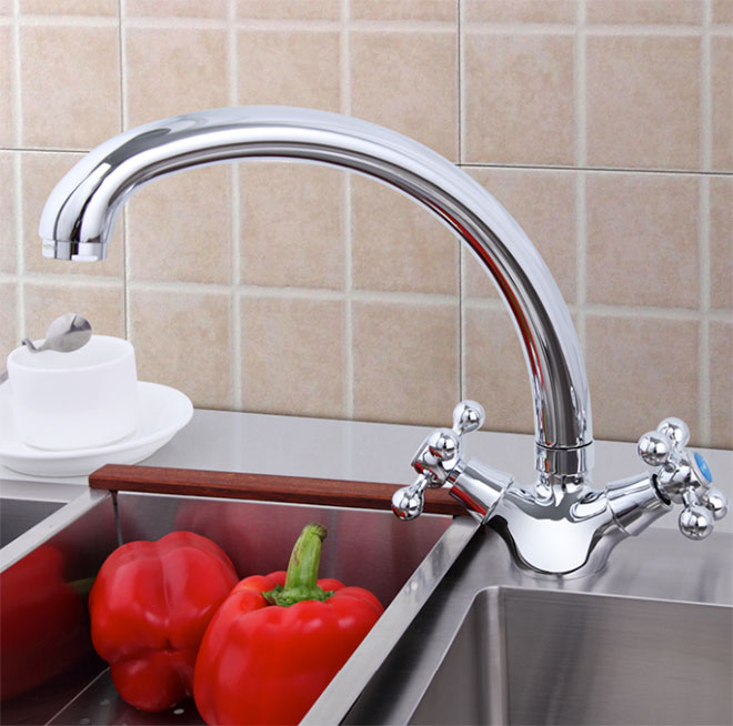 Смеситель д/кухни хром F4219                    (высокий гусак, на шпильке, крест, п/об)  FRAP - миниатюра №8