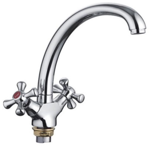 Смеситель д/кухни хром F42732-В  (высокий гусак, на гайке, крест, п/об)  FRAP - изображение №1