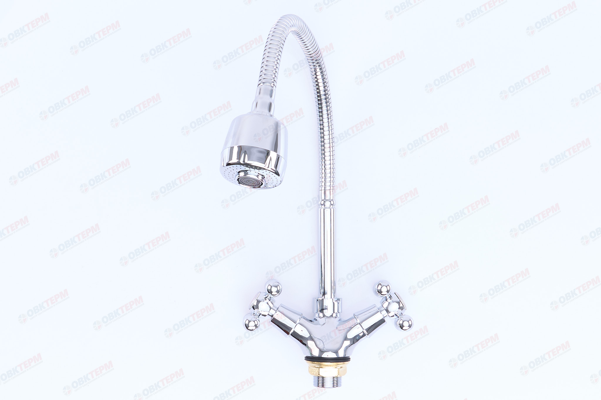 Смеситель д/кухни FRAP F4319 хром /гибкий излив (на гайке, крест, п/об.) - миниатюра №10